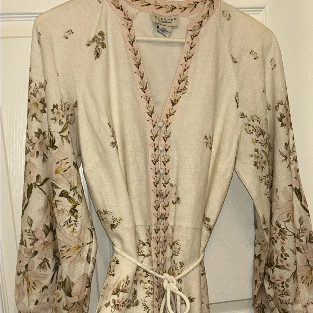 NWOT Calypso St Barth Gorgeous Linen Blend Balloon Sleeve Dress - Picture 7 of 16